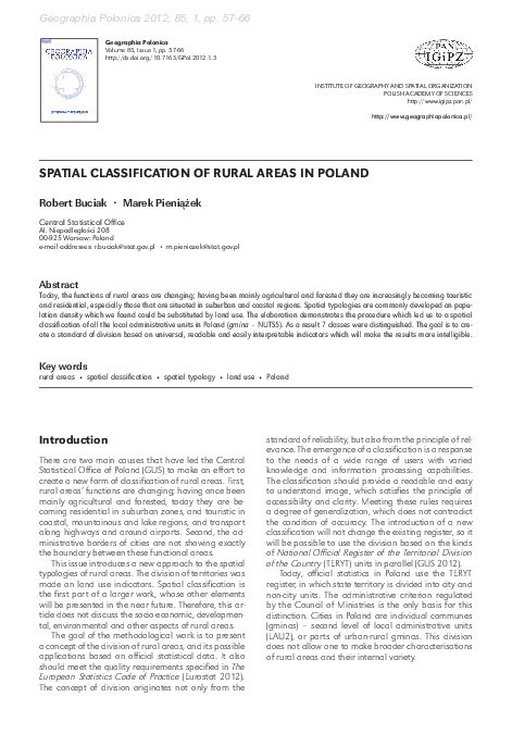 (PDF) Spatial classification of rural areas in Poland