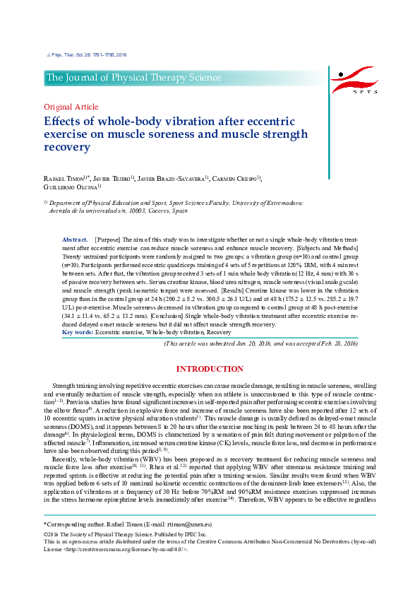 (PDF) Effects of whole-body vibration after eccentric exercise on ...