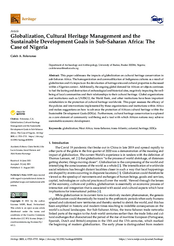 (PDF) Globalization, Cultural Heritage Management and the Sustainable ...