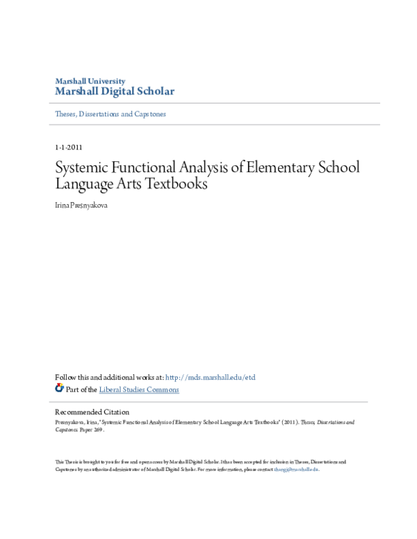 (PDF) Systemic Functional Analysis of Elementary School Language Arts ...
