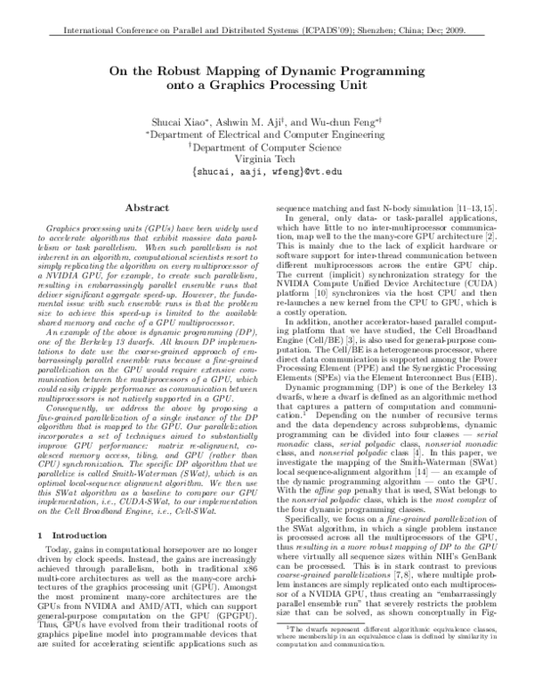 (PDF) On the Robust Mapping of Dynamic Programming onto a Graphics ...