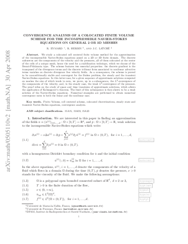 (PDF) Convergence analysis of a colocated finite volume scheme for the ...