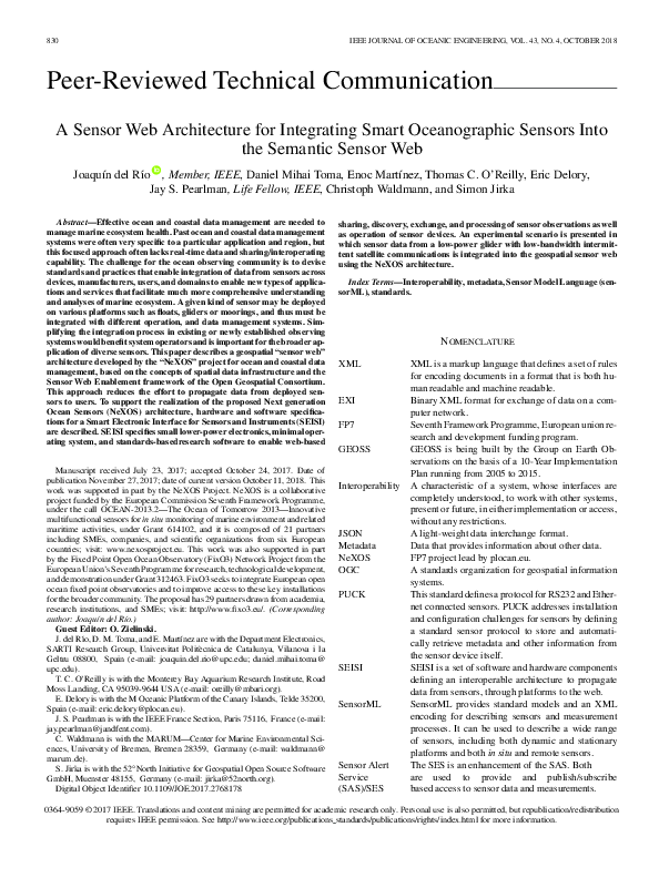 (PDF) A Sensor Web Architecture for Integrating Smart Oceanographic ...