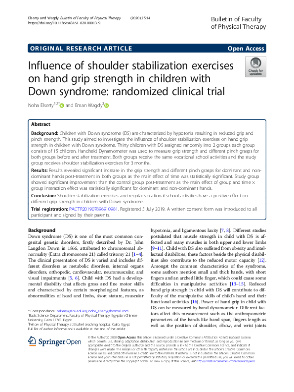 (PDF) Influence of shoulder stabilization exercises on hand grip ...