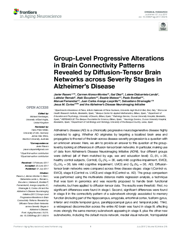 (PDF) Progressive alterations in brain connectivity patterns revealed ...