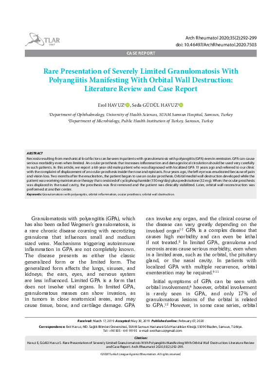 (PDF) Rare Presentation of Severely Limited Granulomatosis With ...