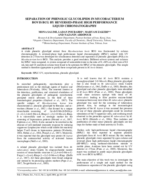 (PDF) Separation of Phenolic Glycolipids in Mycobacterium Bovis BCG by ...