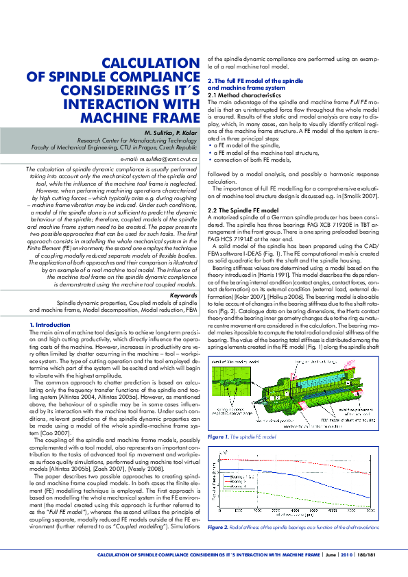 (PDF) Calculation of Spindle Compliance Considerings It ́s Interaction