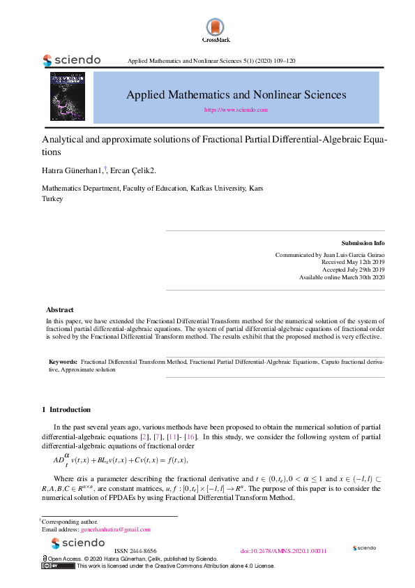 (PDF) Analytical and approximate solutions of Fractional Partial ...