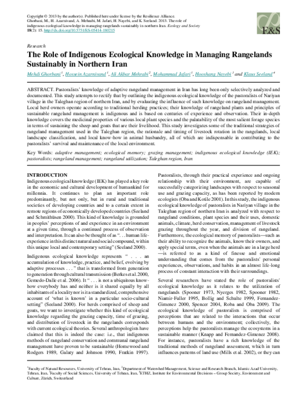 (PDF) The Role of Indigenous Ecological Knowledge in Managing ...
