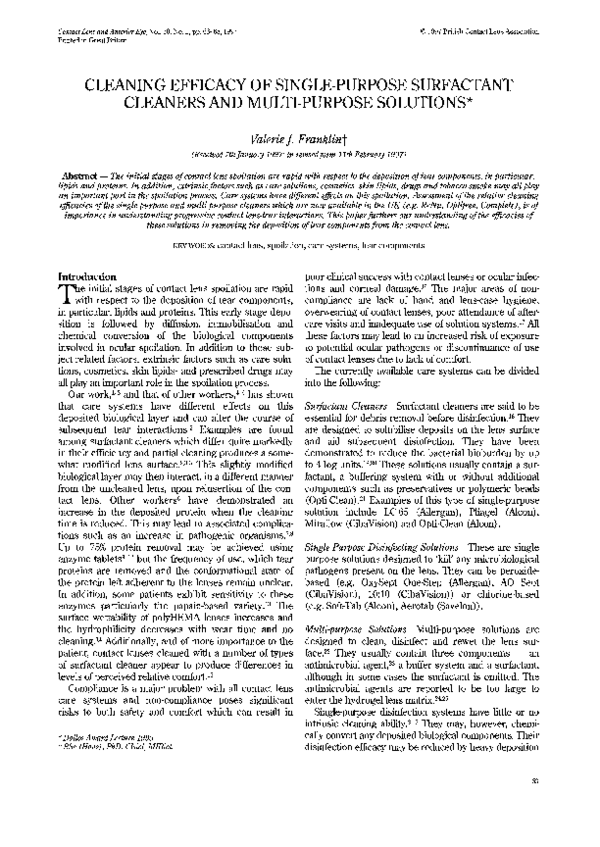 (PDF) Cleaning efficacy of single-purpose surfactant cleaners and multi ...