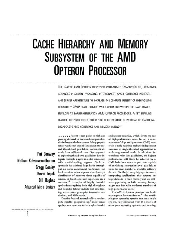 (PDF) Cache hierarchy and memory subsystem of the AMD Opteron processor