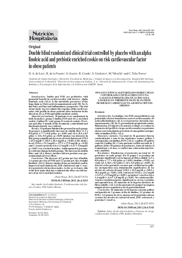 (PDF) Double blind randomized clinical trial controlled by placebo with ...