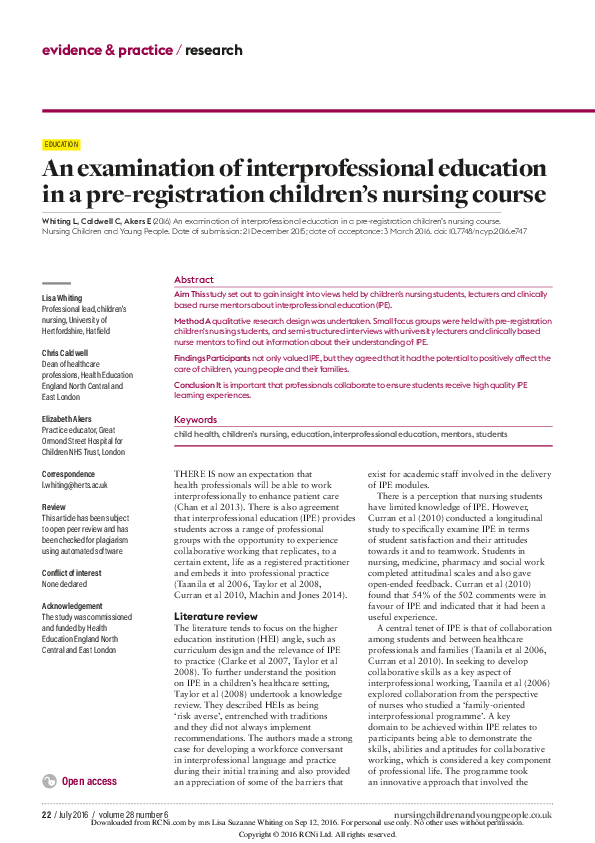 (PDF) An examination of interprofessional education in a pre ...