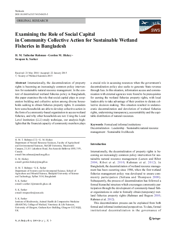 (PDF) Examining the Role of Social Capital in Community Collective ...