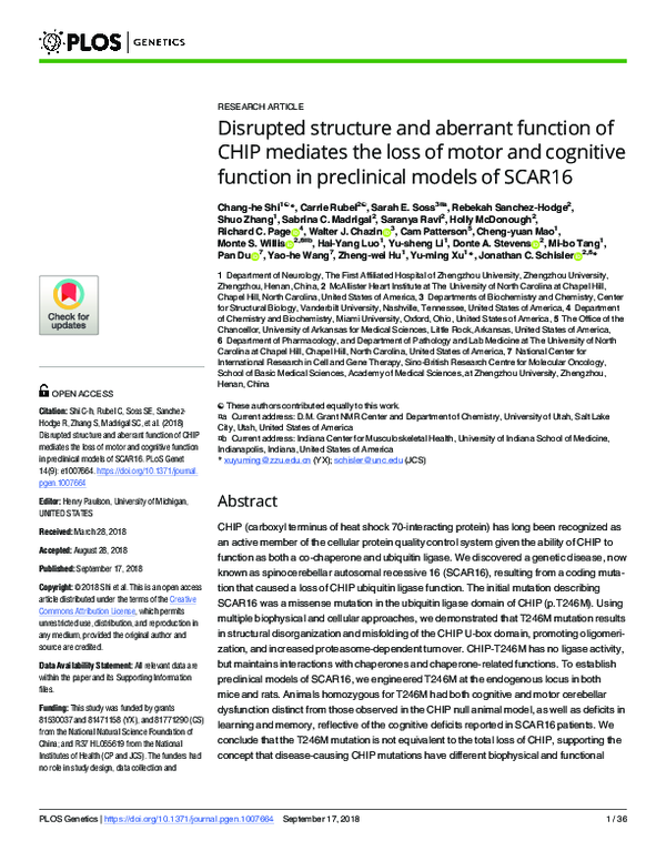 (PDF) Disrupted structure and aberrant function of CHIP mediates the ...