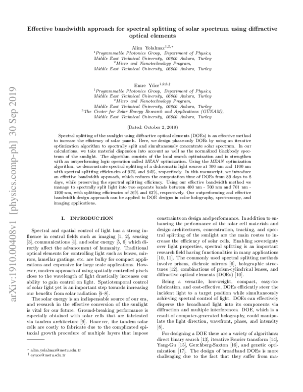 (PDF) Effective bandwidth approach for the spectral splitting of solar ...