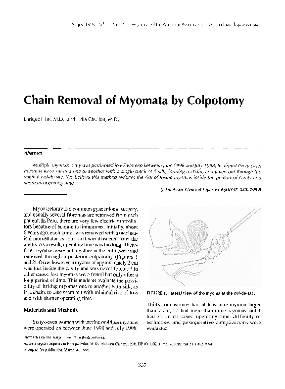 (PDF) Chain removal of myomata by colpotomy