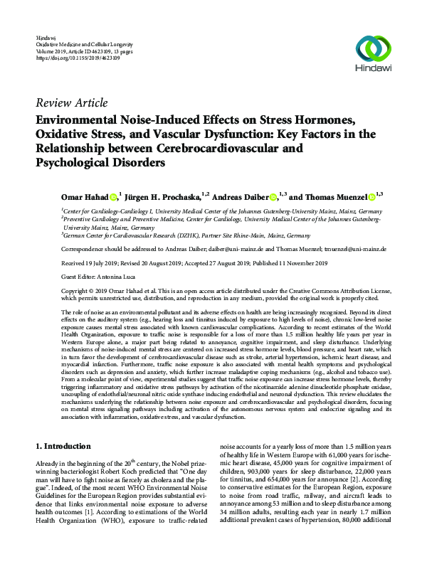 (PDF) Environmental Noise-Induced Effects on Stress Hormones, Oxidative ...