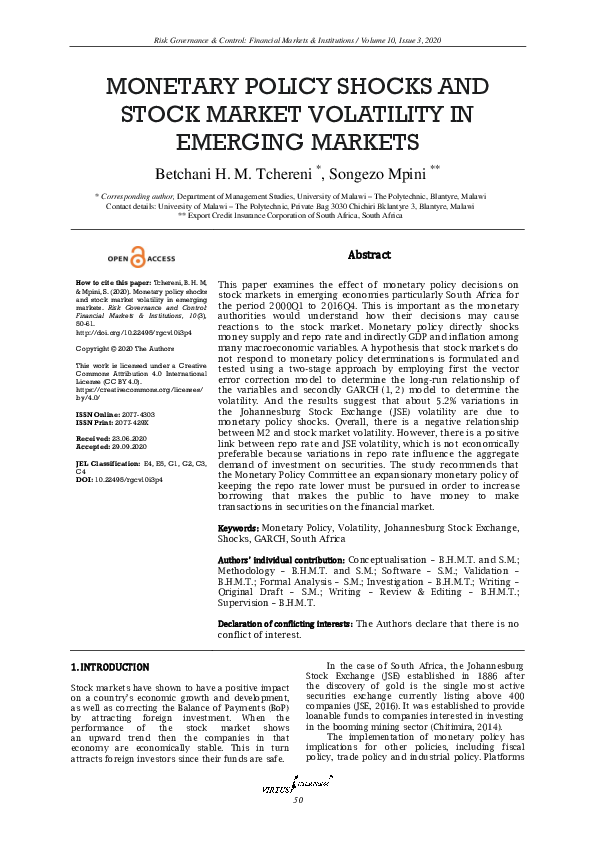 (PDF) Monetary policy shocks and stock market volatility in emerging ...
