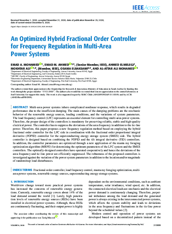 (PDF) An Optimized Hybrid Fractional Order Controller for Frequency ...