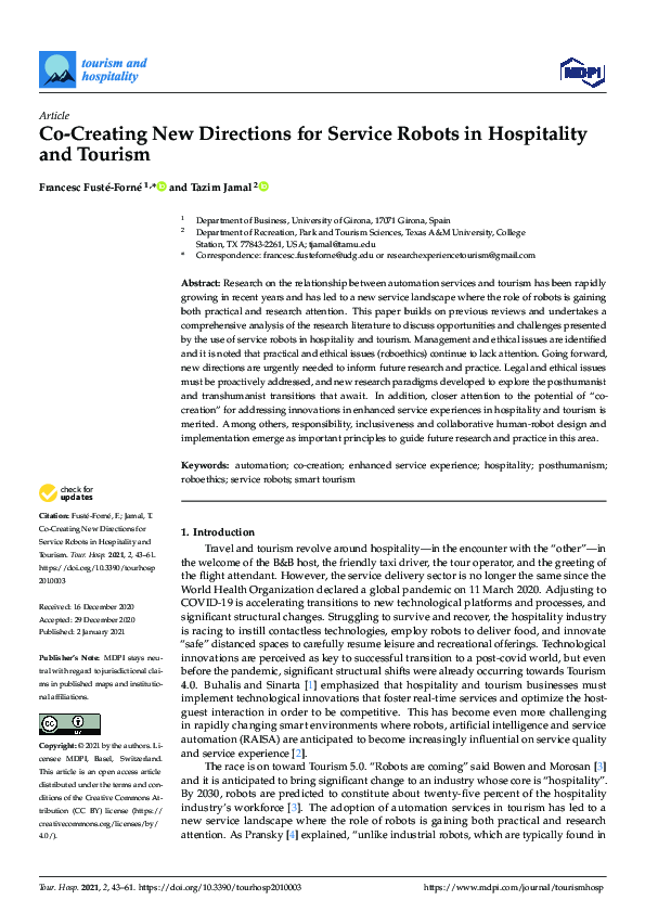 (PDF) Co-Creating New Directions for Service Robots in Hospitality and ...