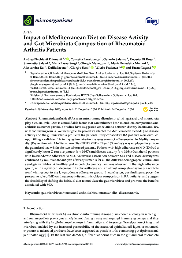 (PDF) Impact of Mediterranean Diet on Disease Activity and Gut ...