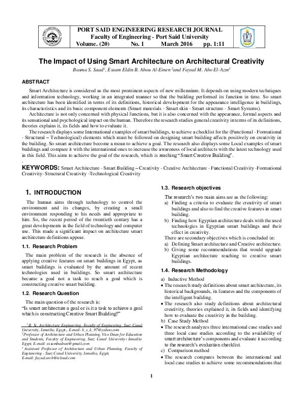 (PDF) The Impact of Using Smart Architecture on Architectural Creativity