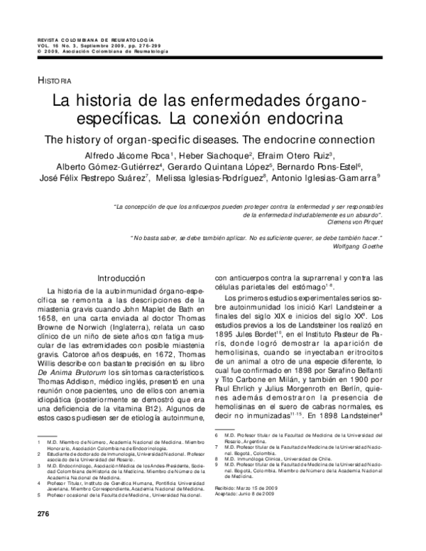 The history of organ-specific diseases. The endocrine connection
