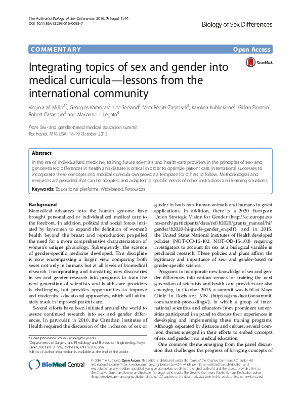 (PDF) Integrating topics of sex and gender into medical curricula ...