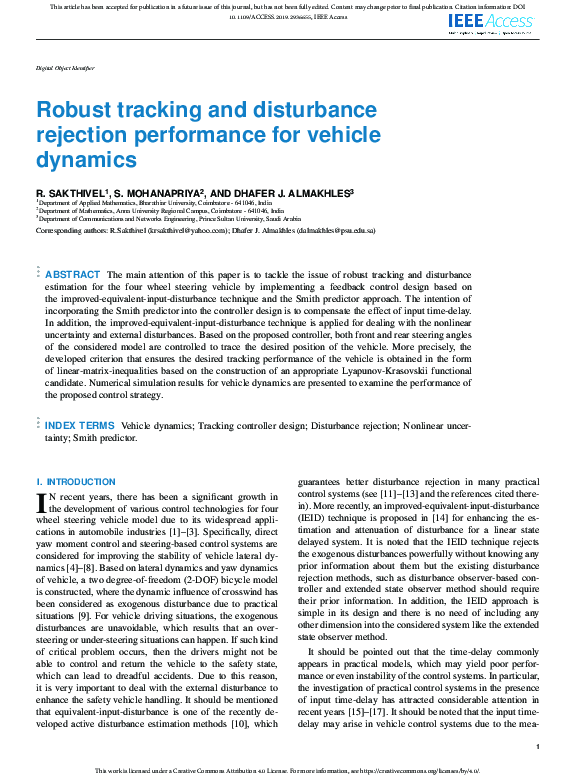 Pdf Robust Tracking And Disturbance Rejection Performance For Vehicle Pdf Robust Tracking And Disturbance Rejection Performance For Vehicle