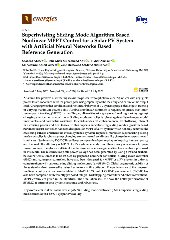 (PDF) Supertwisting Sliding Mode Algorithm Based Nonlinear MPPT Control ...