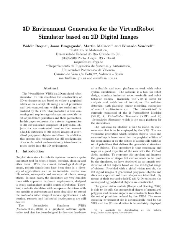 (PDF) 3D Environment Generation for the VirtualRobot Simulator based on ...