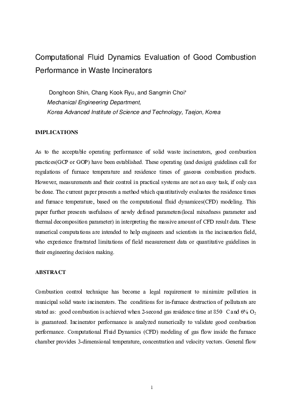 (PDF) Computational Fluid Dynamics Evaluation of Good Combustion ...