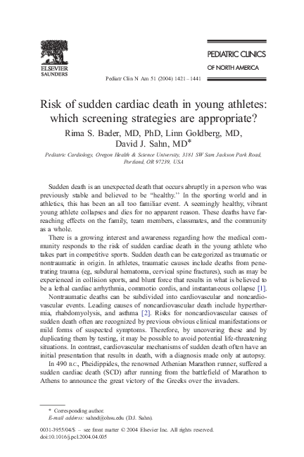 (PDF) Risk of sudden cardiac death in young athletes: which screening ...