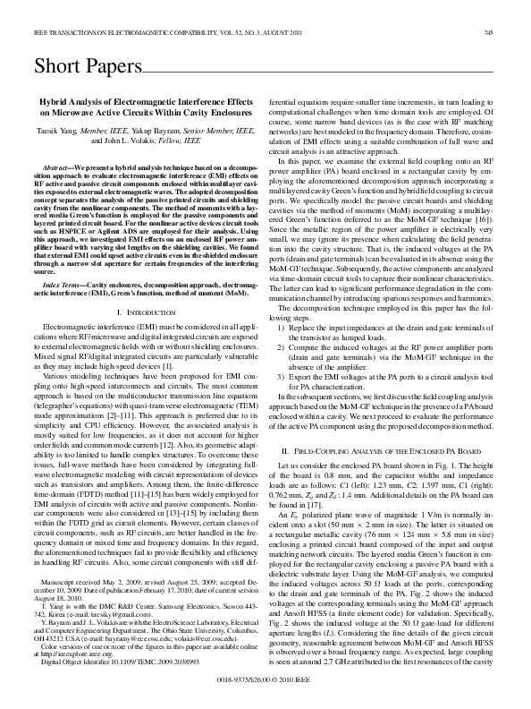(PDF) Hybrid Analysis of Electromagnetic Interference Effects on ...