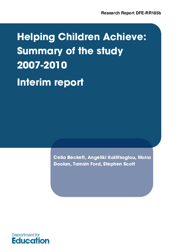 (PDF) Helping Children Achieve : summary of the study 2007-2010 ...