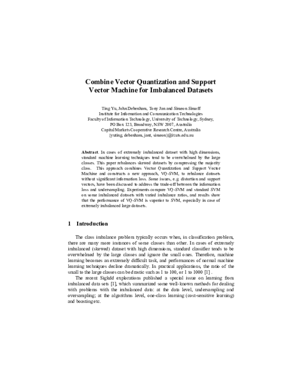 (PDF) Combine Vector Quantization and Support Vector Machine for ...