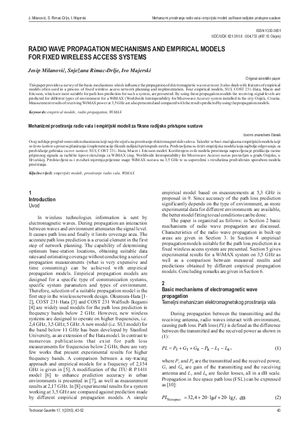 (PDF) Radio wave propagation mechanisms and empirical models for fixed ...