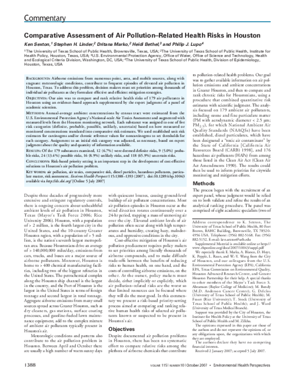 (PDF) Comparative Assessment of Air Pollution-Related Health Risks in ...