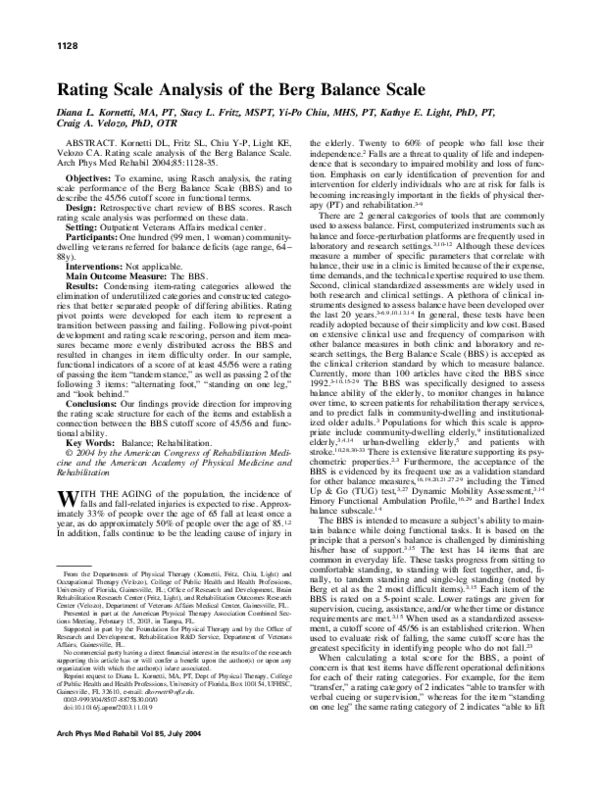 (PDF) Rating scale analysis of the Berg balance scale Stacy Fritz