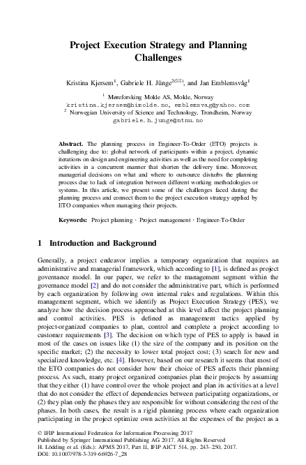 (PDF) Project Execution Strategy and Planning Challenges