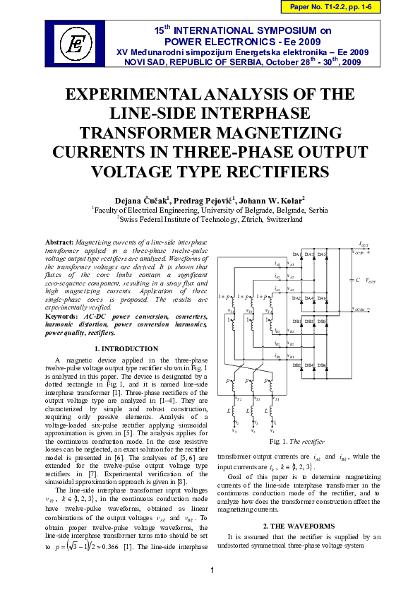 (PDF) Experimental Analysis of the Line-Side Interphase Transformer ...
