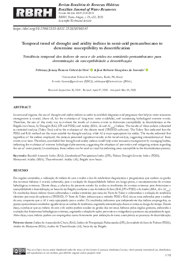 (PDF) Temporal trend of drought and aridity indices in semi-arid ...