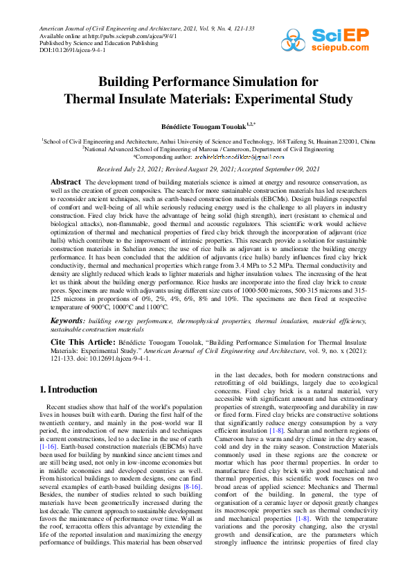 (PDF) Building Performance Simulation for Thermal Insulate Materials ...