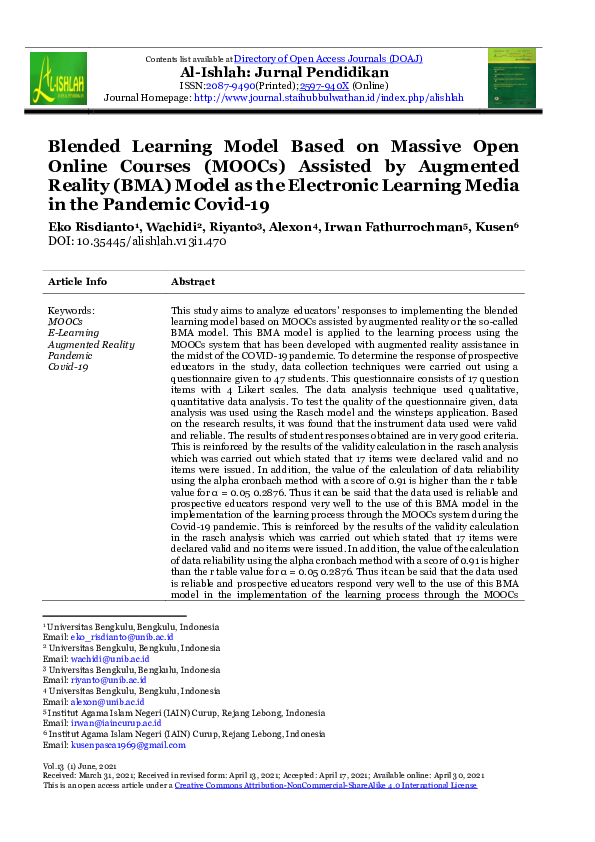 (PDF) Blended Learning Model Based on Massive Open Online Courses ...