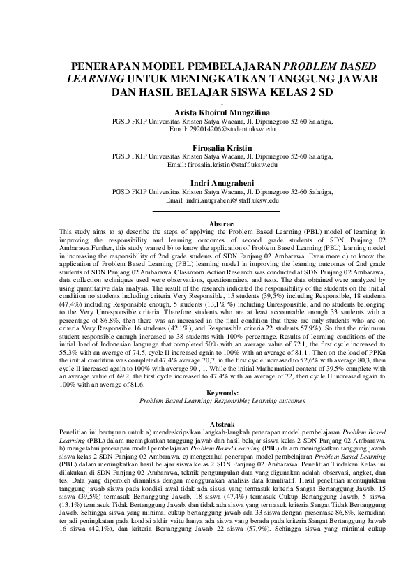 (PDF) Penerapan Model Pembelajaran Problem Based Learning Untuk ...
