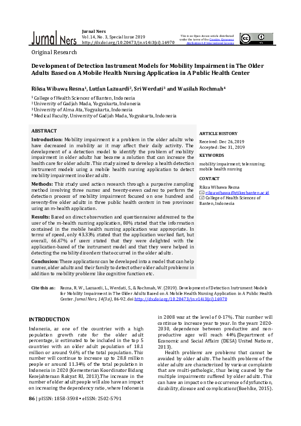 (PDF) Development of Detection Instrument Models for Mobility ...