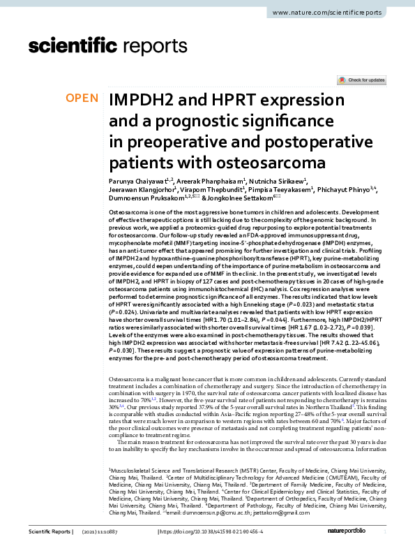 (PDF) IMPDH2 and HPRT expression and a prognostic significance in ...