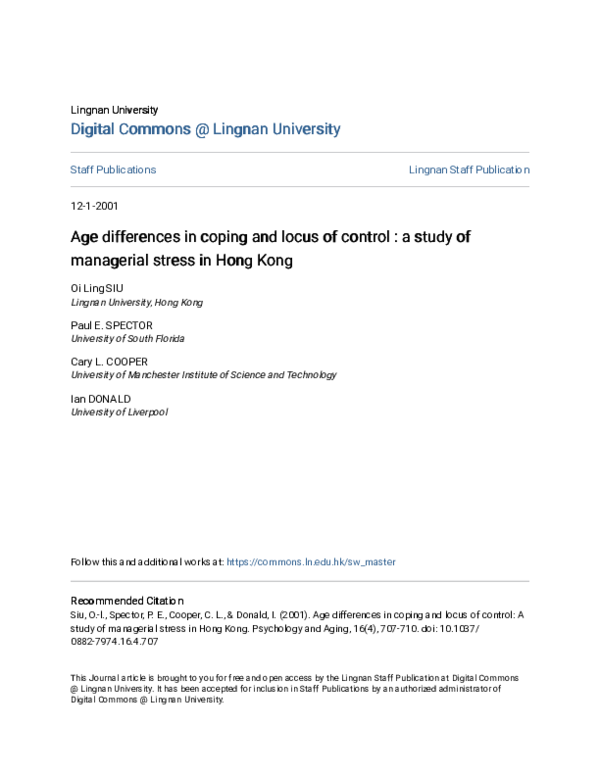 (PDF) Age differences in coping and locus of control: A study of ...